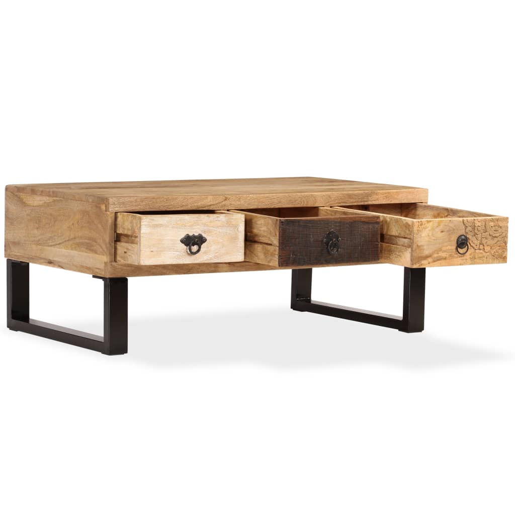 Table basse avec 3 tiroirs Bois de manguier massif 90x50x35 cm Tables basses vidaXL   