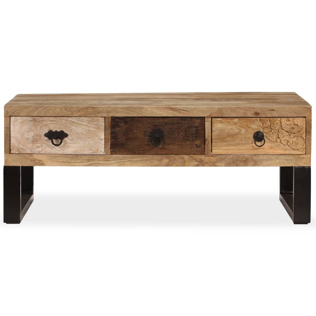 Table basse avec 3 tiroirs Bois de manguier massif 90x50x35 cm Tables basses vidaXL   