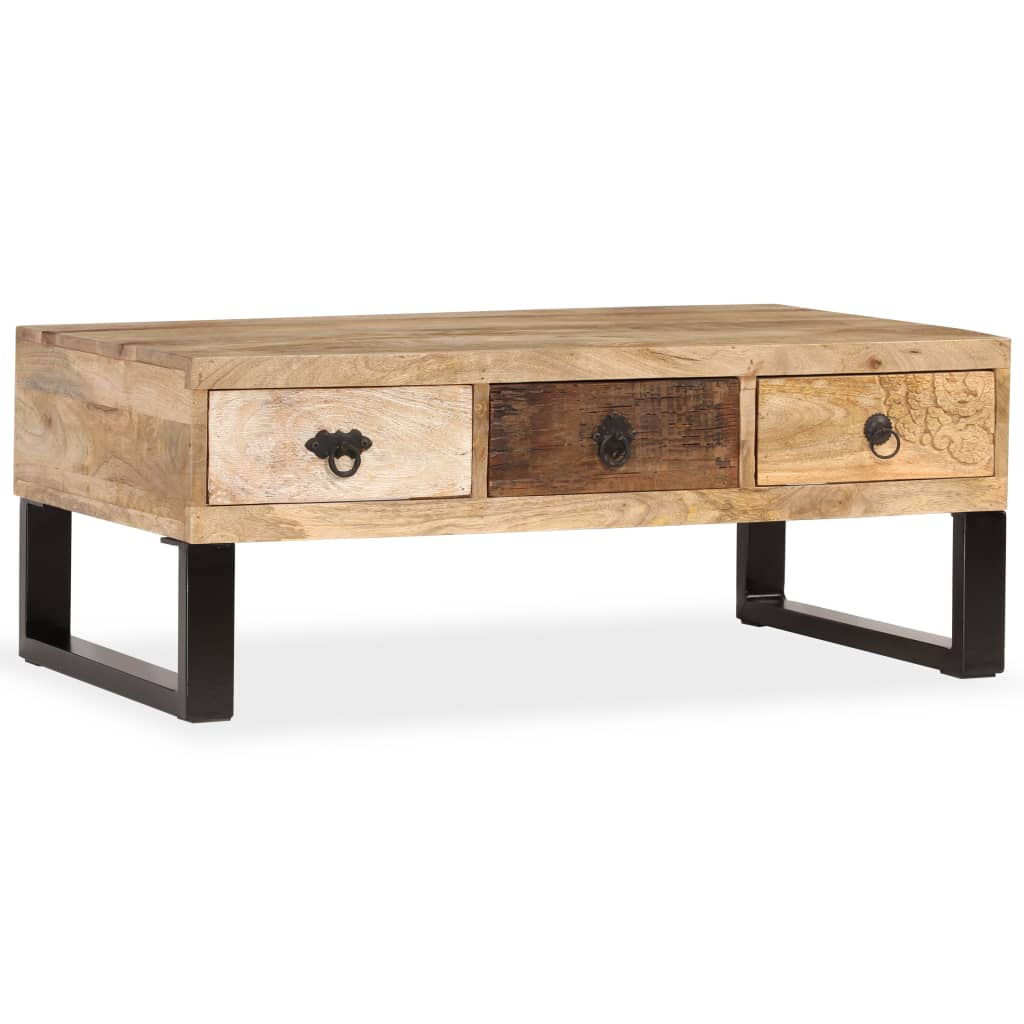 Table basse avec 3 tiroirs Bois de manguier massif 90x50x35 cm Tables basses vidaXL   