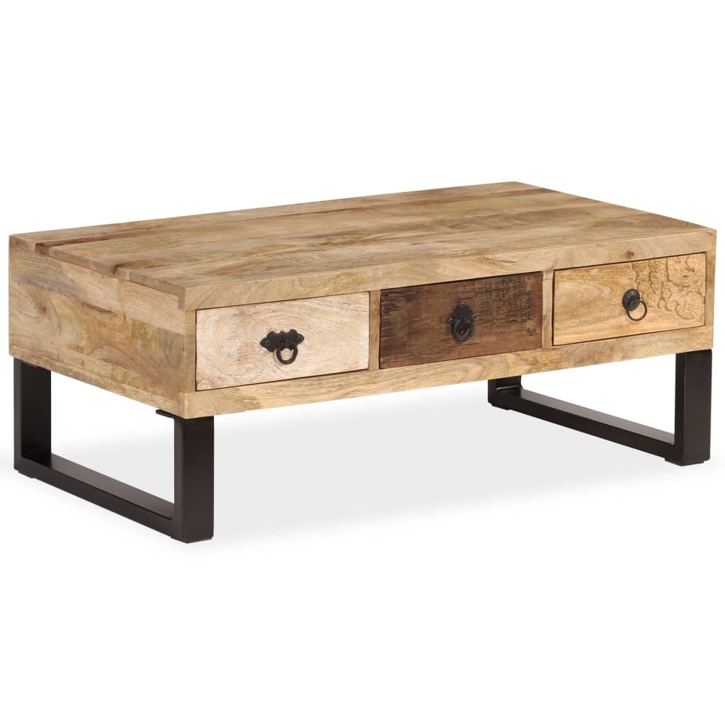 Table basse avec 3 tiroirs Bois de manguier massif 90x50x35 cm Tables basses vidaXL   