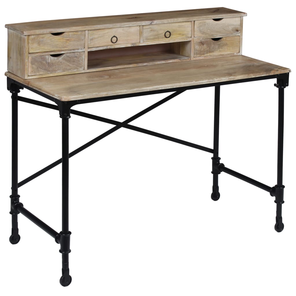 Bureau Bois de manguier massif et acier 110 x 50 x 96 cm Bureaux vidaXL   