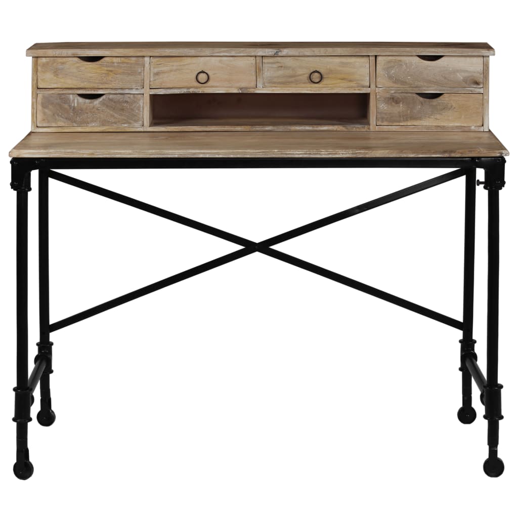 Bureau Bois de manguier massif et acier 110 x 50 x 96 cm Bureaux vidaXL   