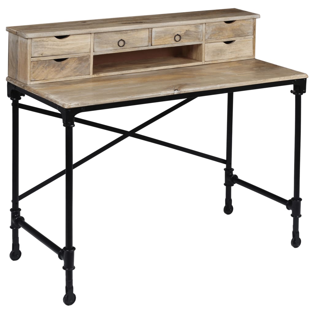 Bureau Bois de manguier massif et acier 110 x 50 x 96 cm Bureaux vidaXL   