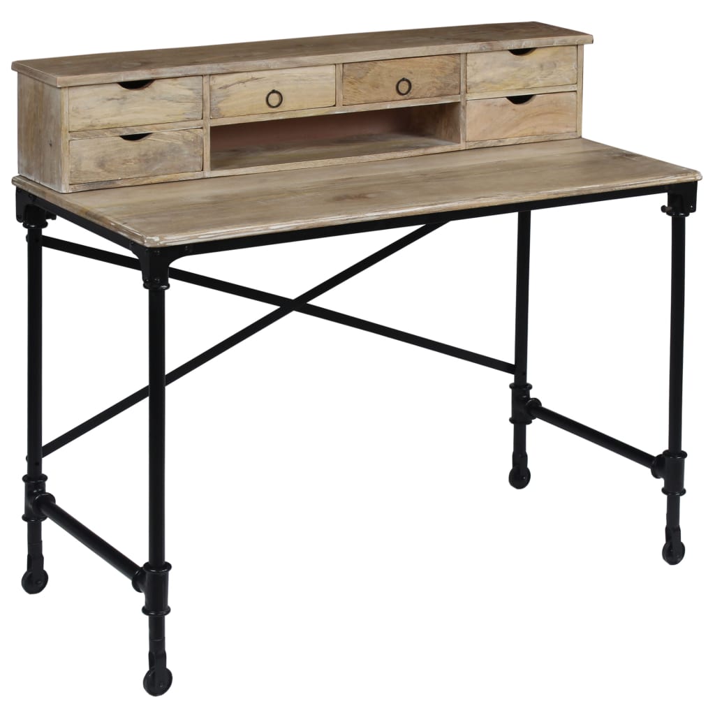 Bureau Bois de manguier massif et acier 110 x 50 x 96 cm Bureaux vidaXL   