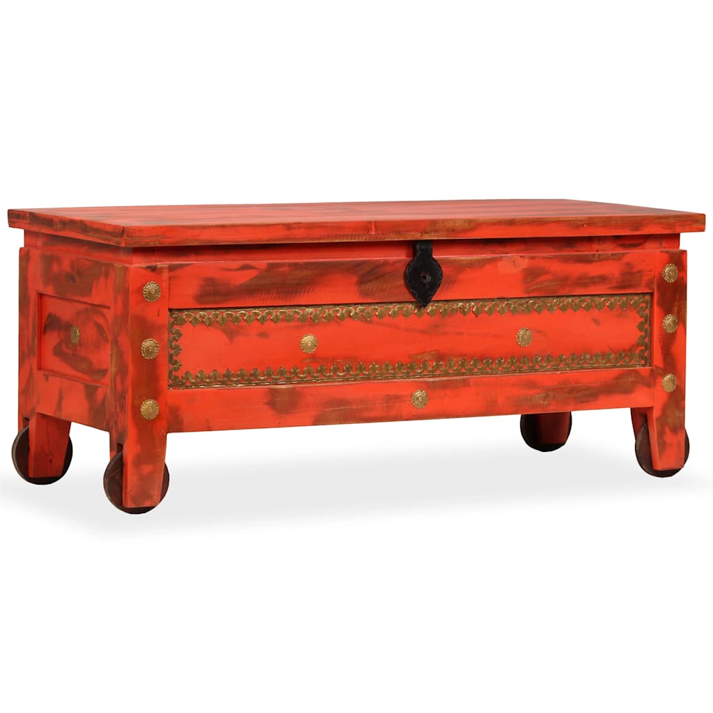 Coffre de rangement bois de manguier massif 101x39x42 cm rouge Coffres de rangement vidaXL