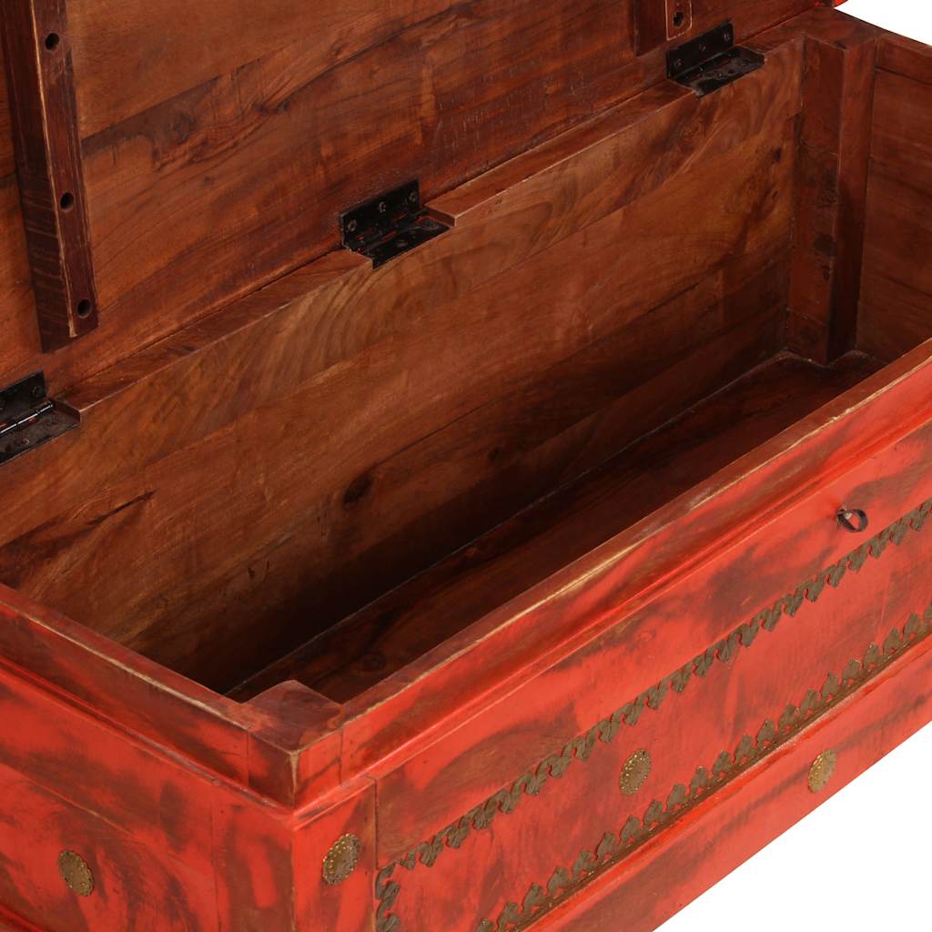 Coffre de rangement bois de manguier massif 101x39x42 cm rouge Coffres de rangement vidaXL