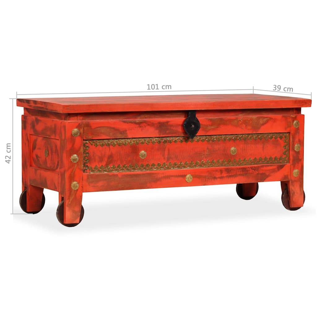 Coffre de rangement bois de manguier massif 101x39x42 cm rouge Coffres de rangement vidaXL