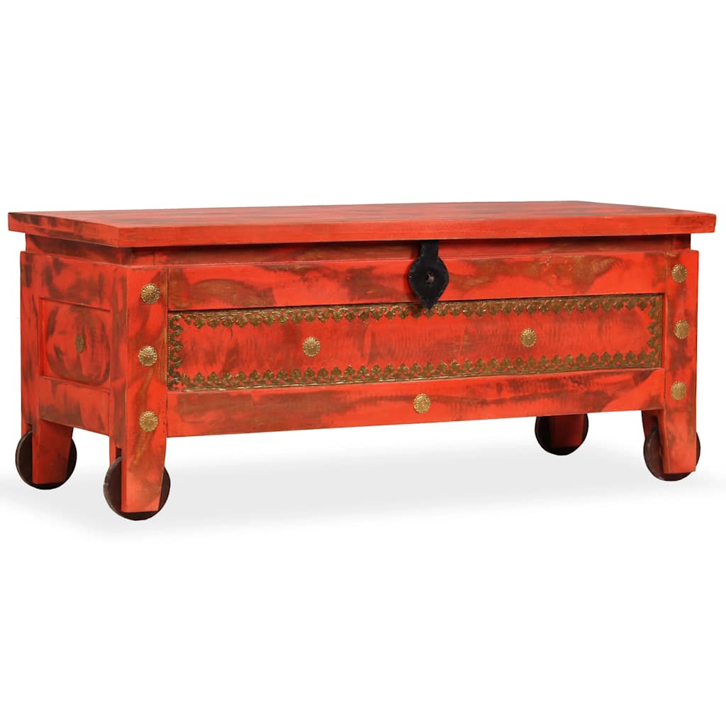 Coffre de rangement bois de manguier massif 101x39x42 cm rouge Coffres de rangement vidaXL