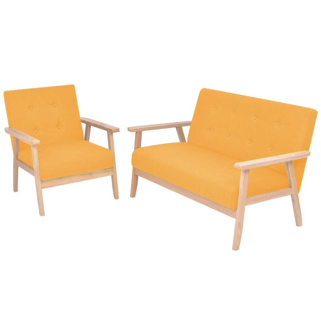 Ensemble de canapé 2 pcs Tissu jaune Canapés vidaXL   