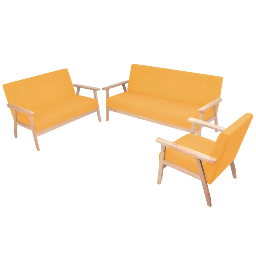 Ensemble de canapé 3 pcs Tissu jaune Canapés vidaXL   