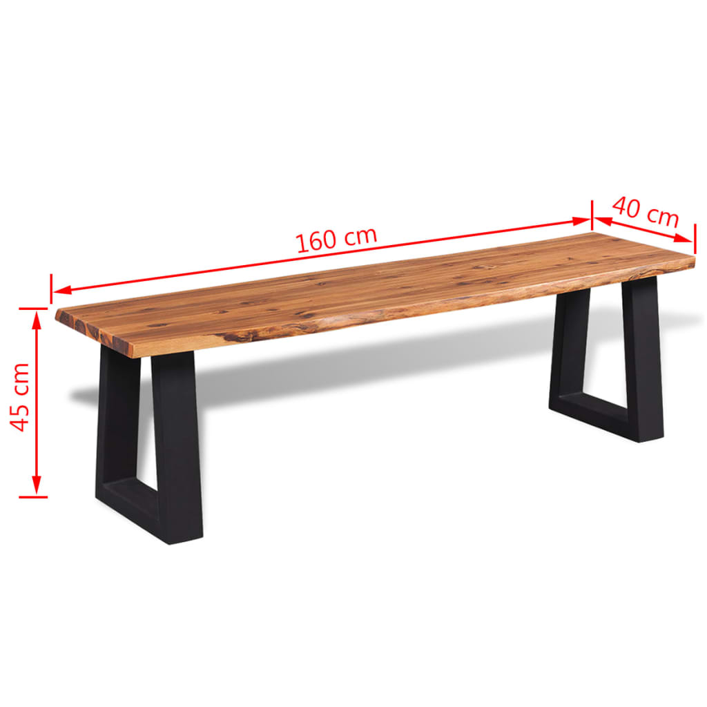 Banc en bois d'acacia massif 160 cm Bancs coffres vidaXL   