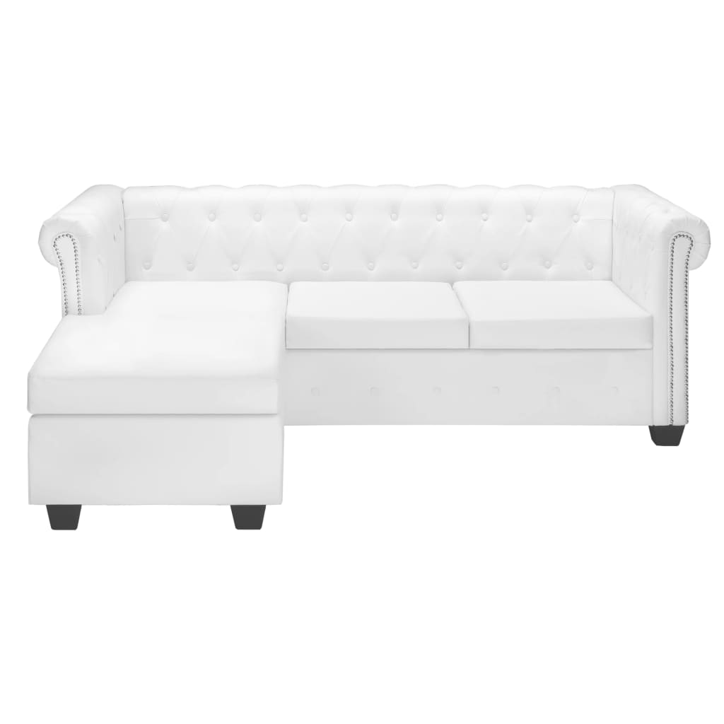 Canapé Chesterfield en forme de L cuir synthétique blanc Canapés vidaXL   