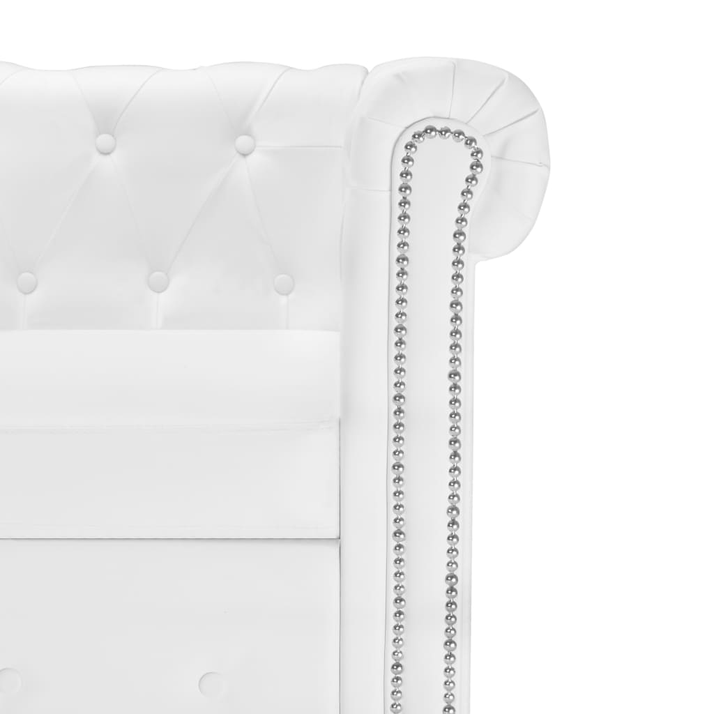 Canapé Chesterfield en forme de L cuir synthétique blanc Canapés vidaXL   