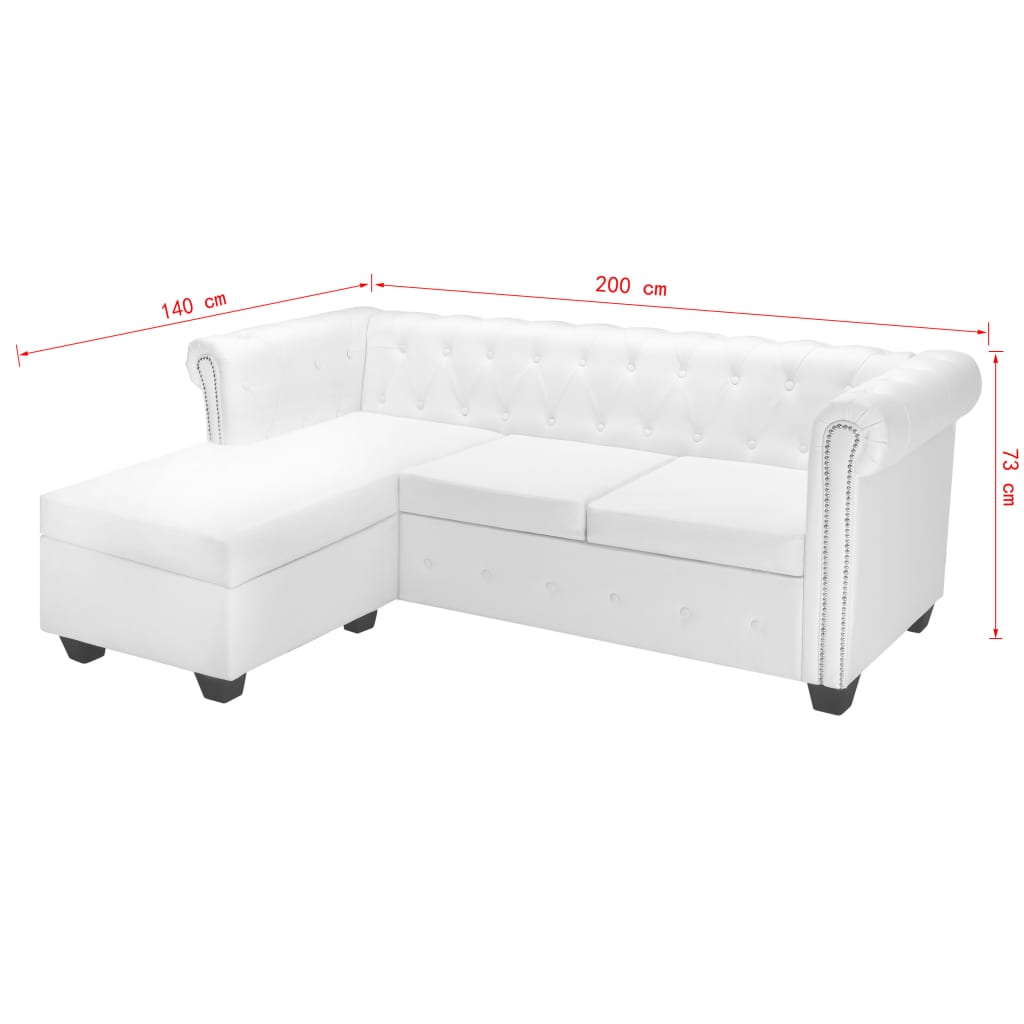 Canapé Chesterfield en forme de L cuir synthétique blanc Canapés vidaXL   