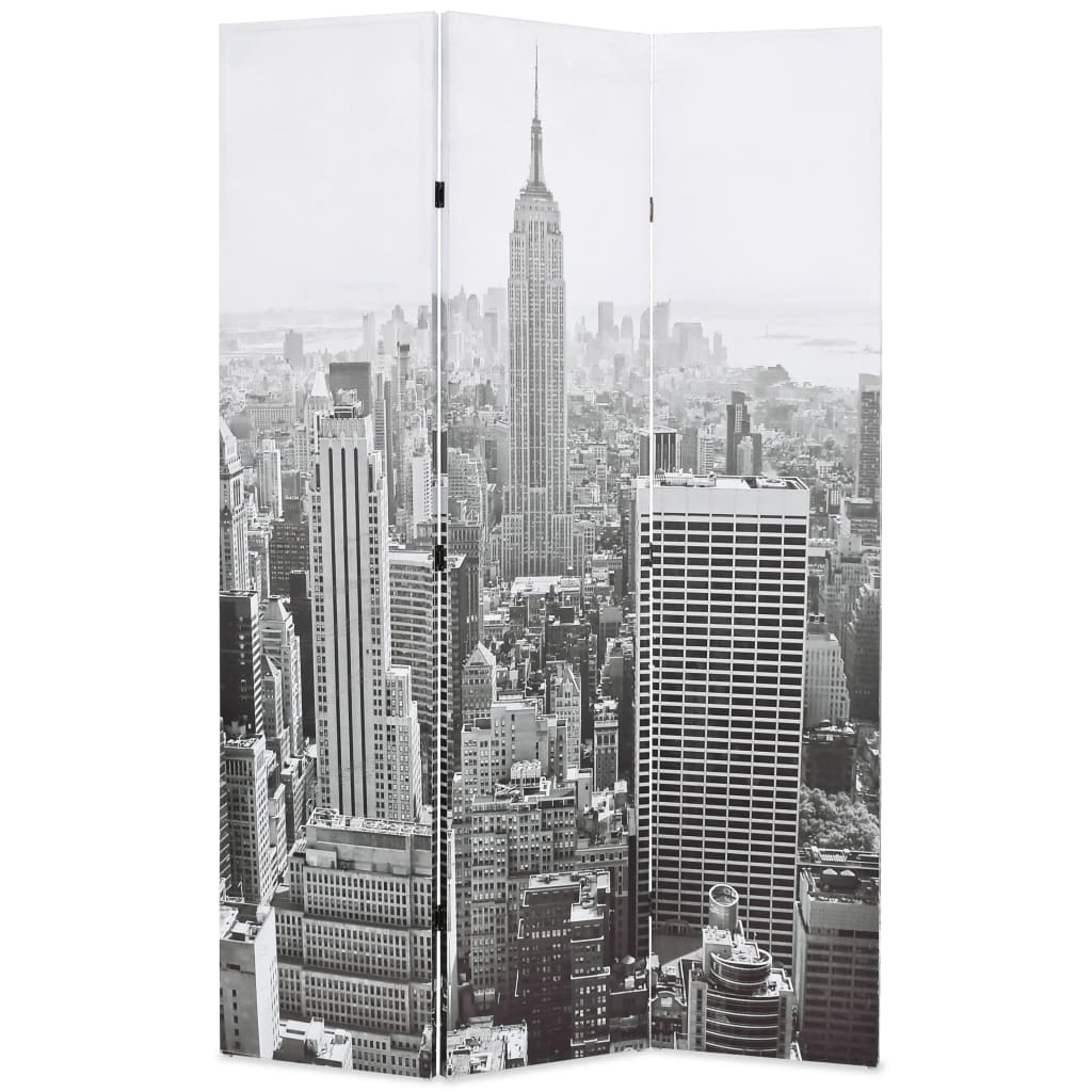 Cloison de séparation pliable 120x170 cm New York Noir et blanc Séparateurs de pièces vidaXL   