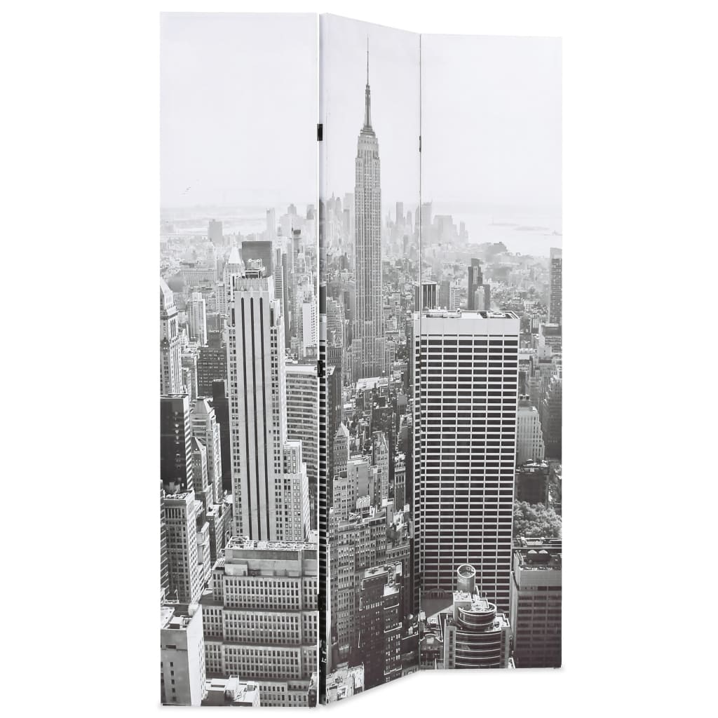 Cloison de séparation pliable 120x170 cm New York Noir et blanc Séparateurs de pièces vidaXL   