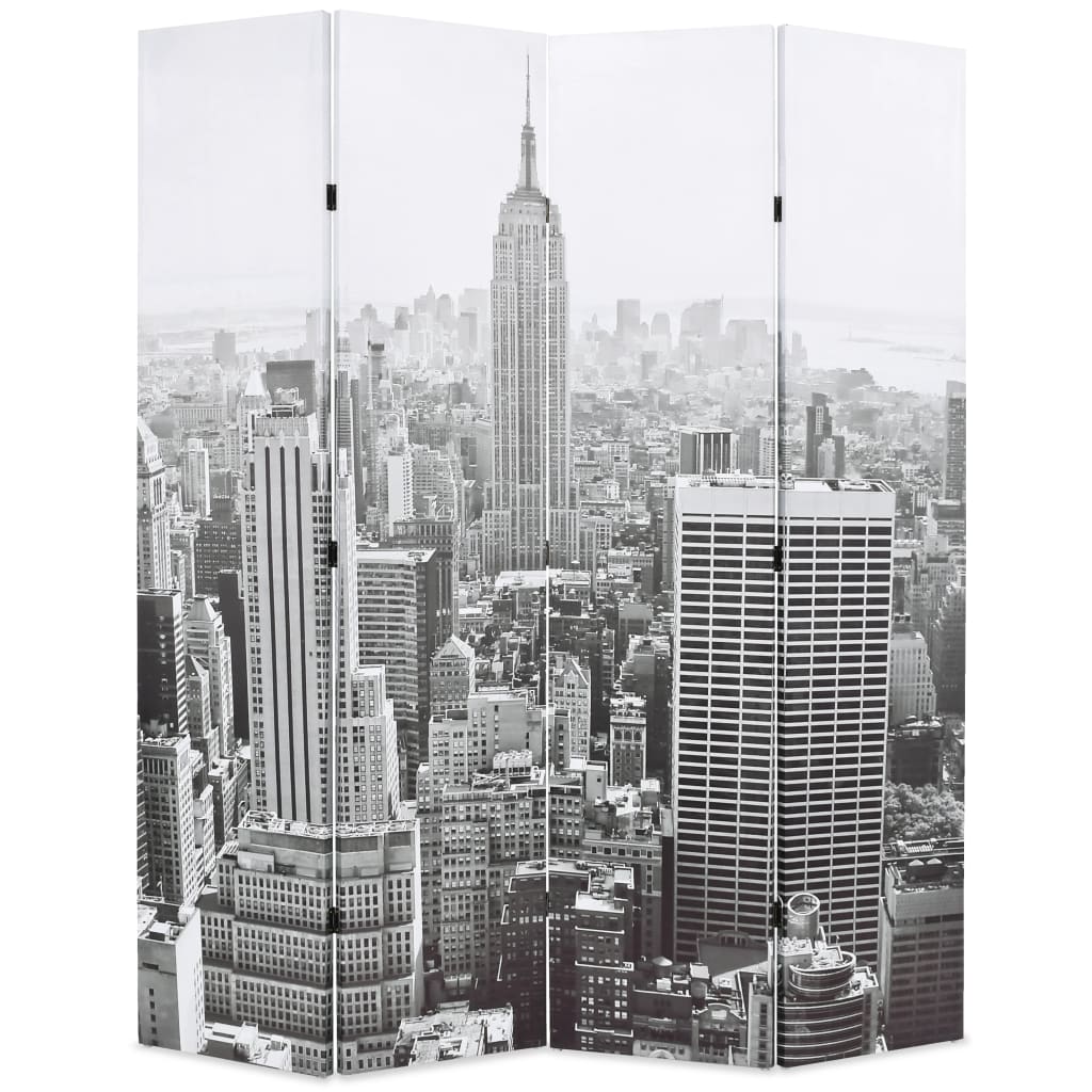 Cloison de séparation pliable 160x170 cm New York Noir et blanc Séparateurs de pièces vidaXL   