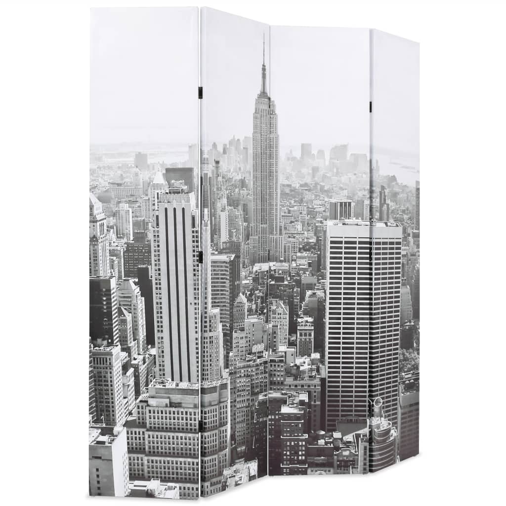 Cloison de séparation pliable 160x170 cm New York Noir et blanc Séparateurs de pièces vidaXL   