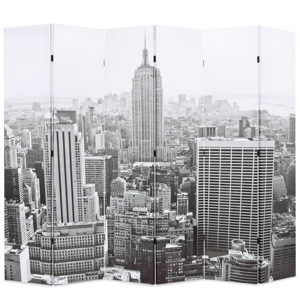 Cloison de séparation pliable 228x170 cm New York Noir et blanc Séparateurs de pièces vidaXL   