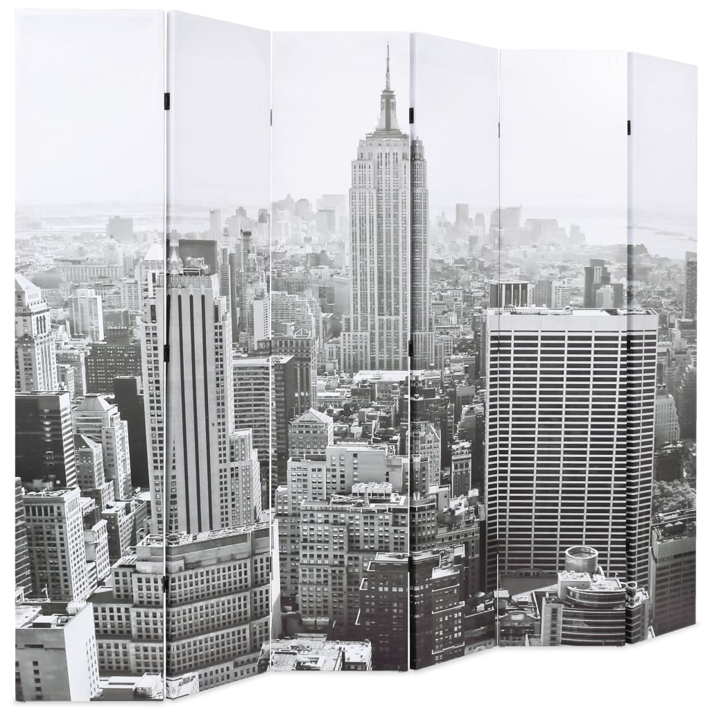 Cloison de séparation pliable 228x170 cm New York Noir et blanc Séparateurs de pièces vidaXL   