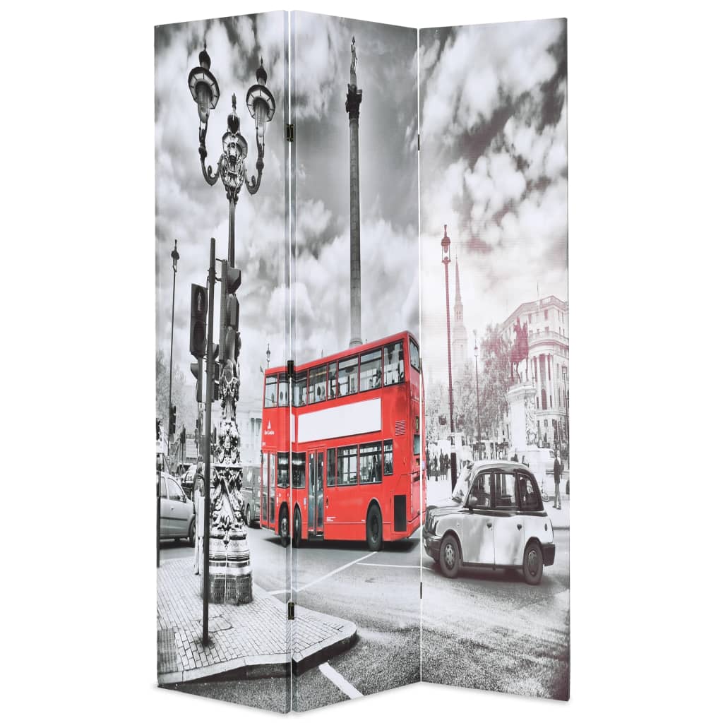 Cloison de séparation 120 x 170 cm Bus londonien Noir et blanc Séparateurs de pièces vidaXL   