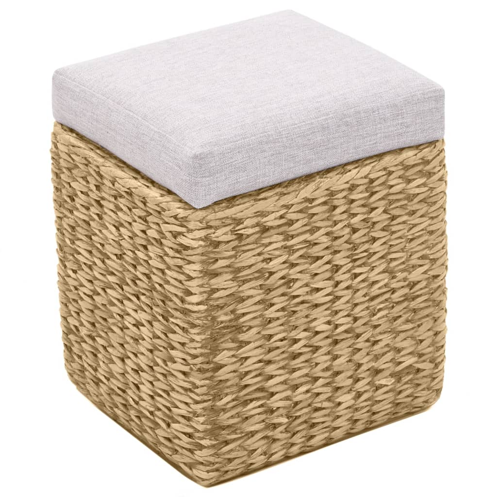 Banc avec 2 poufs Jacinthe d'eau Gris Bancs coffres vidaXL   