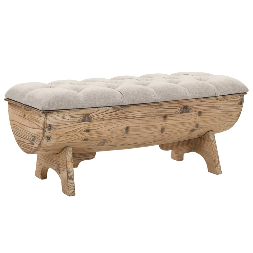 Banc de rangement Bois massif et tissu 103 x 51 x 44 cm Bancs coffres vidaXL   