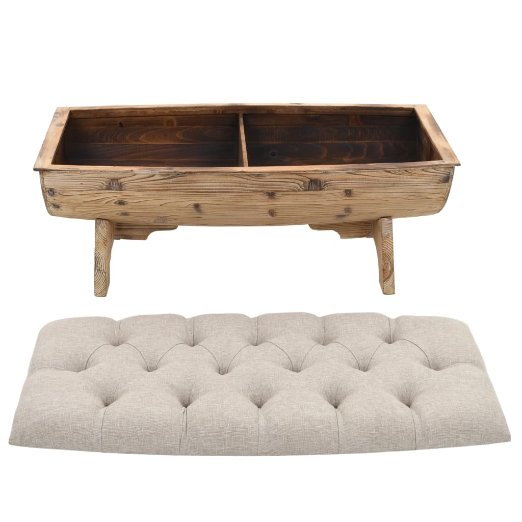 Banc de rangement Bois massif et tissu 103 x 51 x 44 cm Bancs coffres vidaXL   