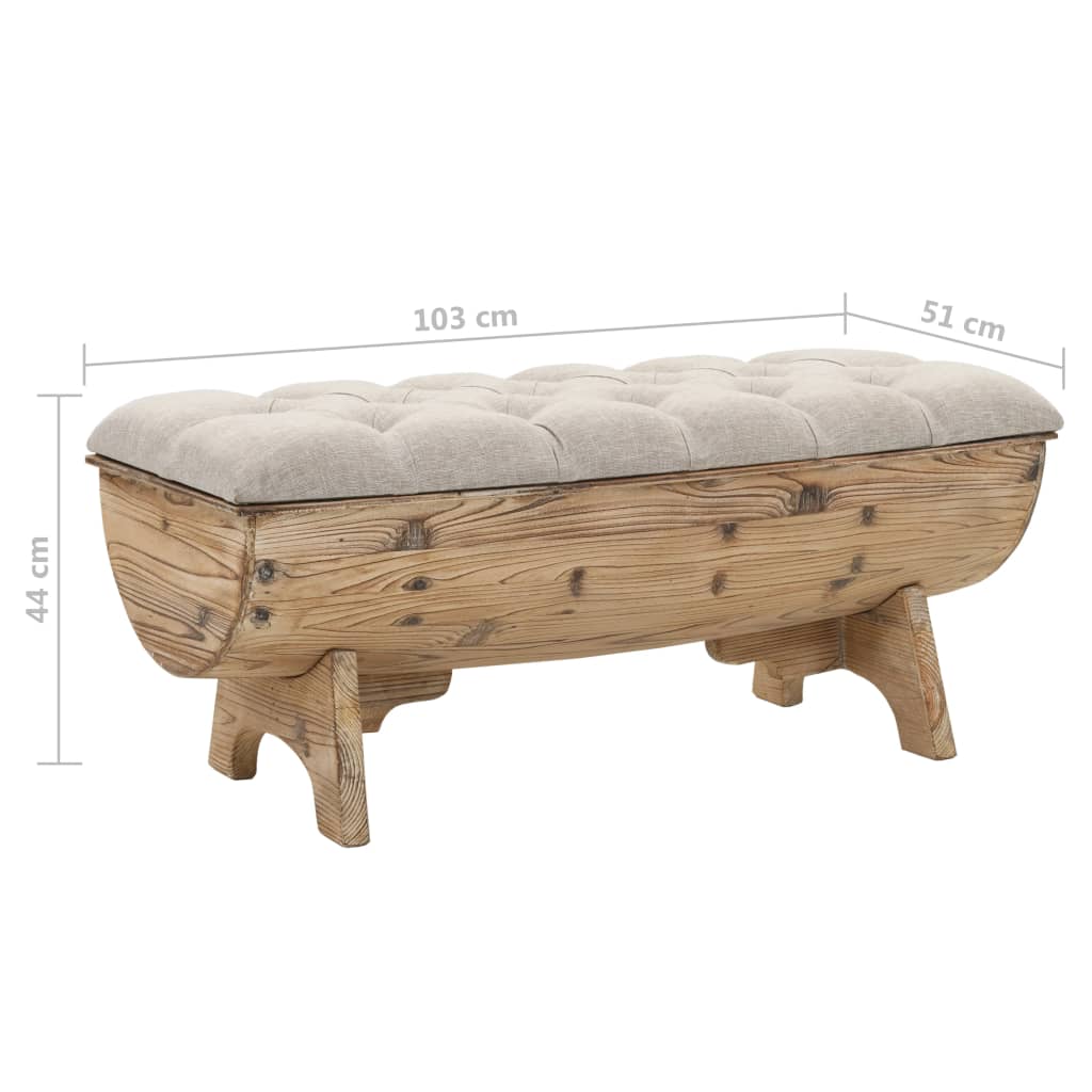 Banc de rangement Bois massif et tissu 103 x 51 x 44 cm Bancs coffres vidaXL   