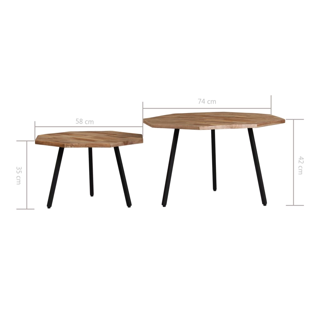 Ensemble de table basse 2 pcs Hexagonal Teck recyclé Tables basses vidaXL   