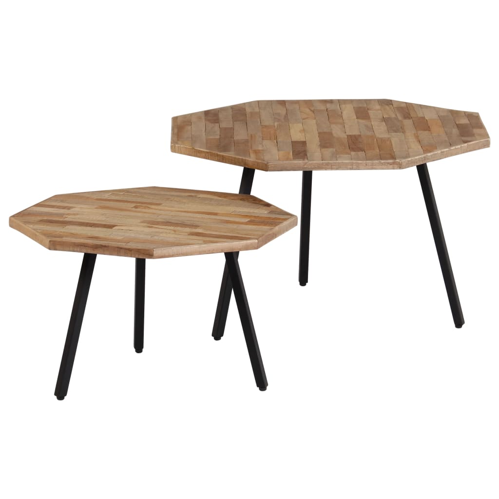 Ensemble de table basse 2 pcs Hexagonal Teck recyclé Tables basses vidaXL   