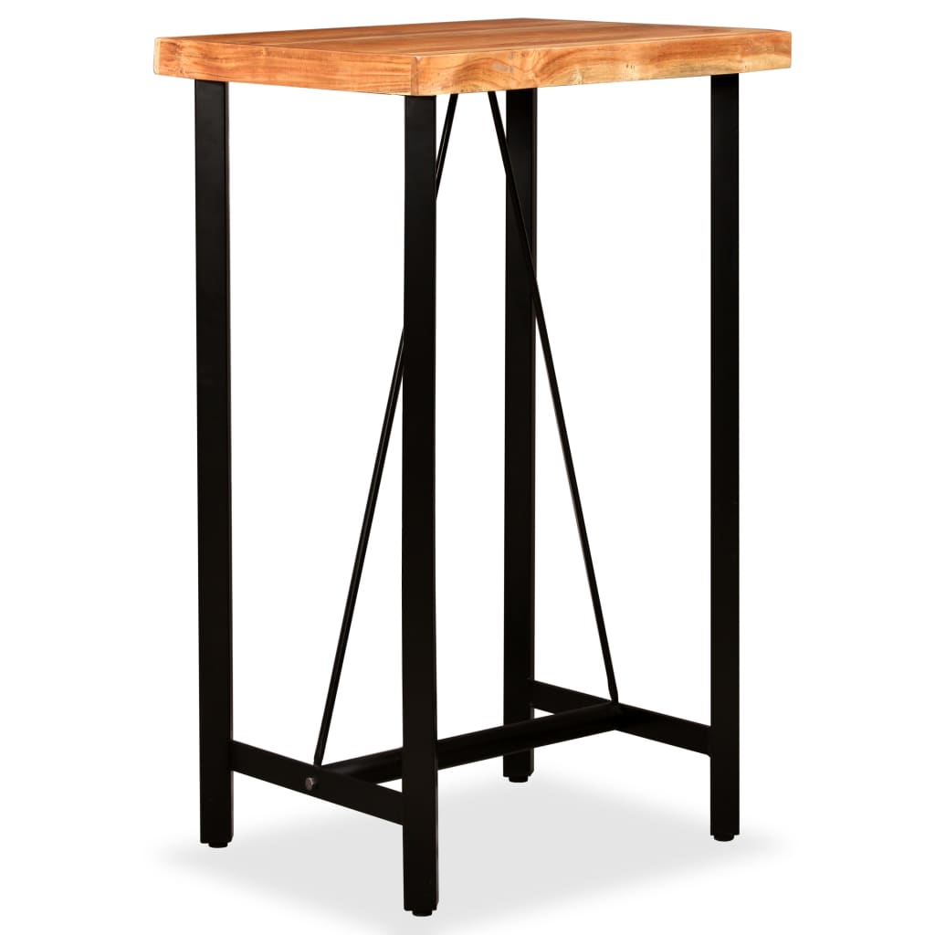 Ensemble de bar 3 pcs Bois d'acacia massif et cuir véritable Meubles de salle à manger vidaXL   