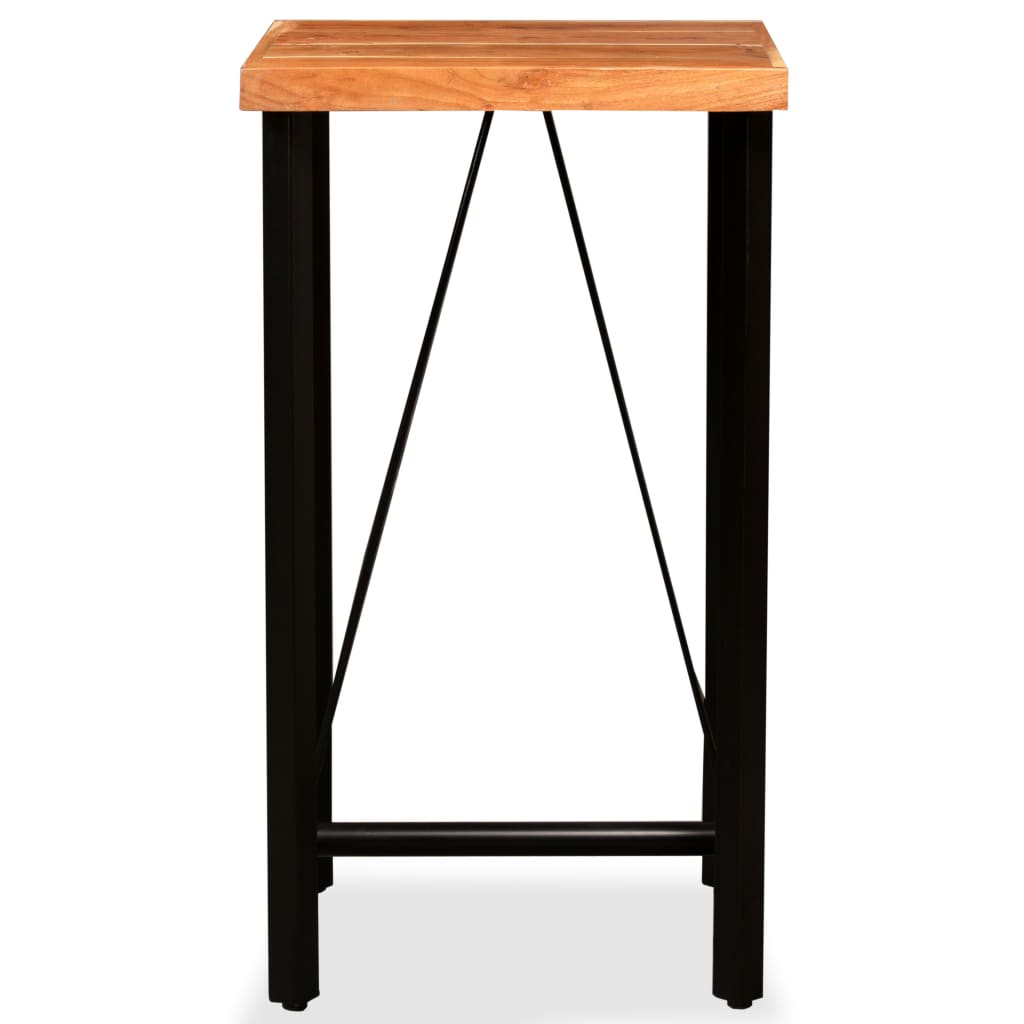 Ensemble de bar 3 pcs Bois d'acacia massif et cuir véritable Meubles de salle à manger vidaXL   