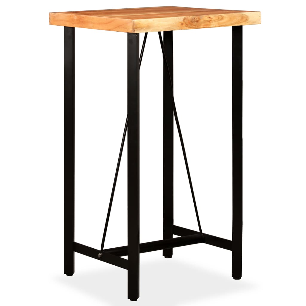 Ensemble de bar 3 pcs Bois d'acacia massif et cuir véritable Meubles de salle à manger vidaXL   