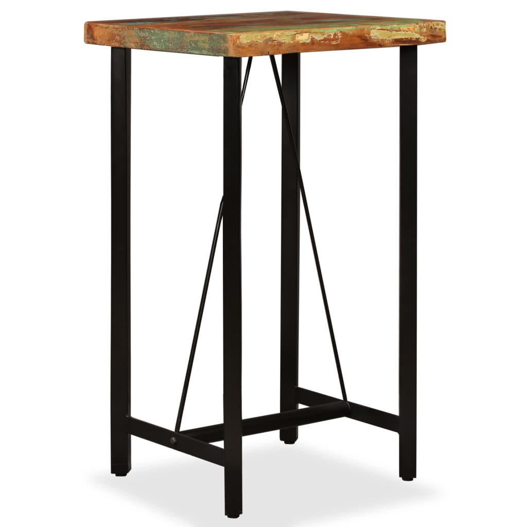 Ensemble de bar 3 pcs Bois massif recyclé et cuir véritable Meubles de salle à manger vidaXL   