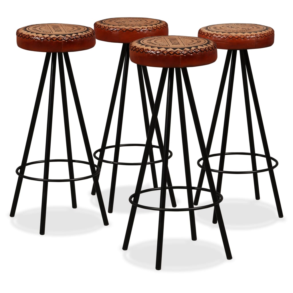 Ensemble de bar 5 pcs Bois de récupération Cuir véritable et toile Meubles de salle à manger vidaXL   