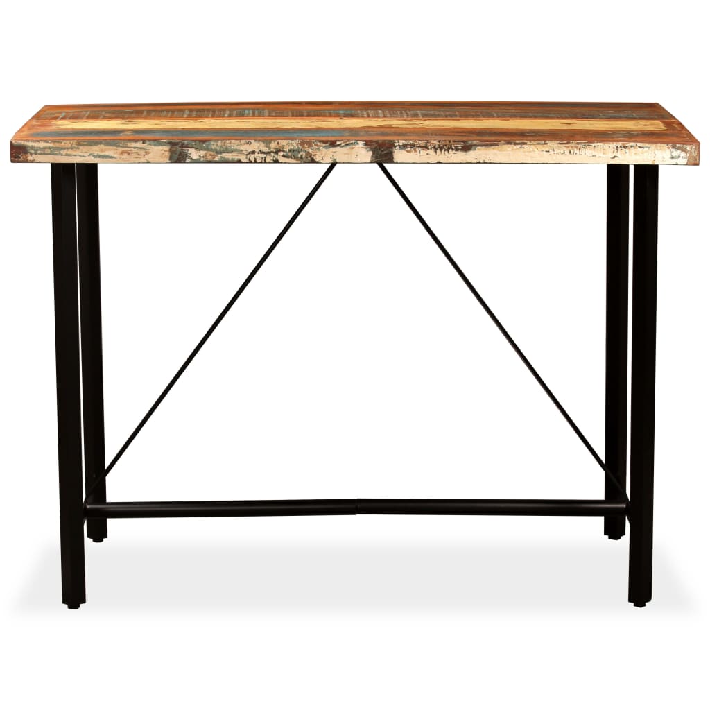 Ensemble de bar 7 pcs Bois de récupération Cuir véritable et toile Meubles de salle à manger vidaXL   