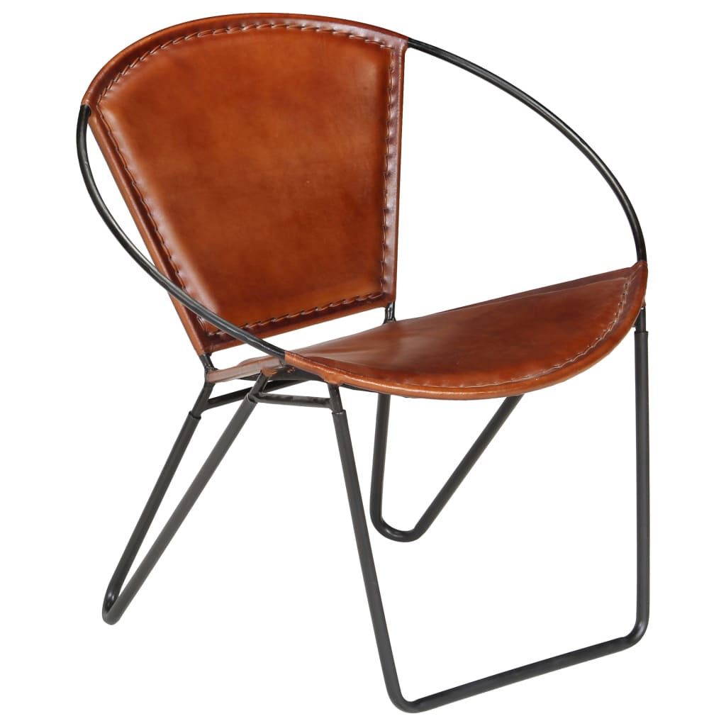 Chaise marron cuir véritable - Xios Store SNC