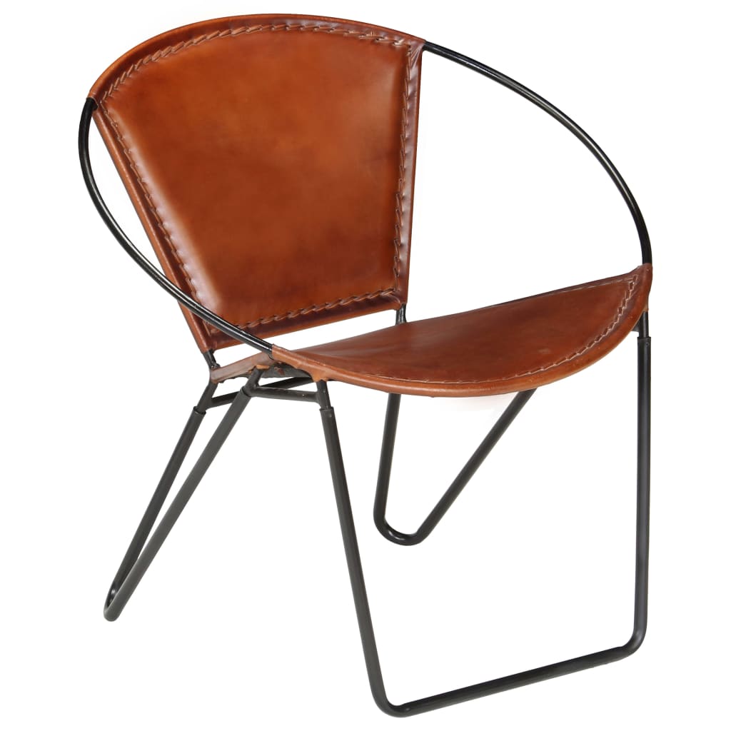 Chaise marron cuir véritable - Xios Store SNC