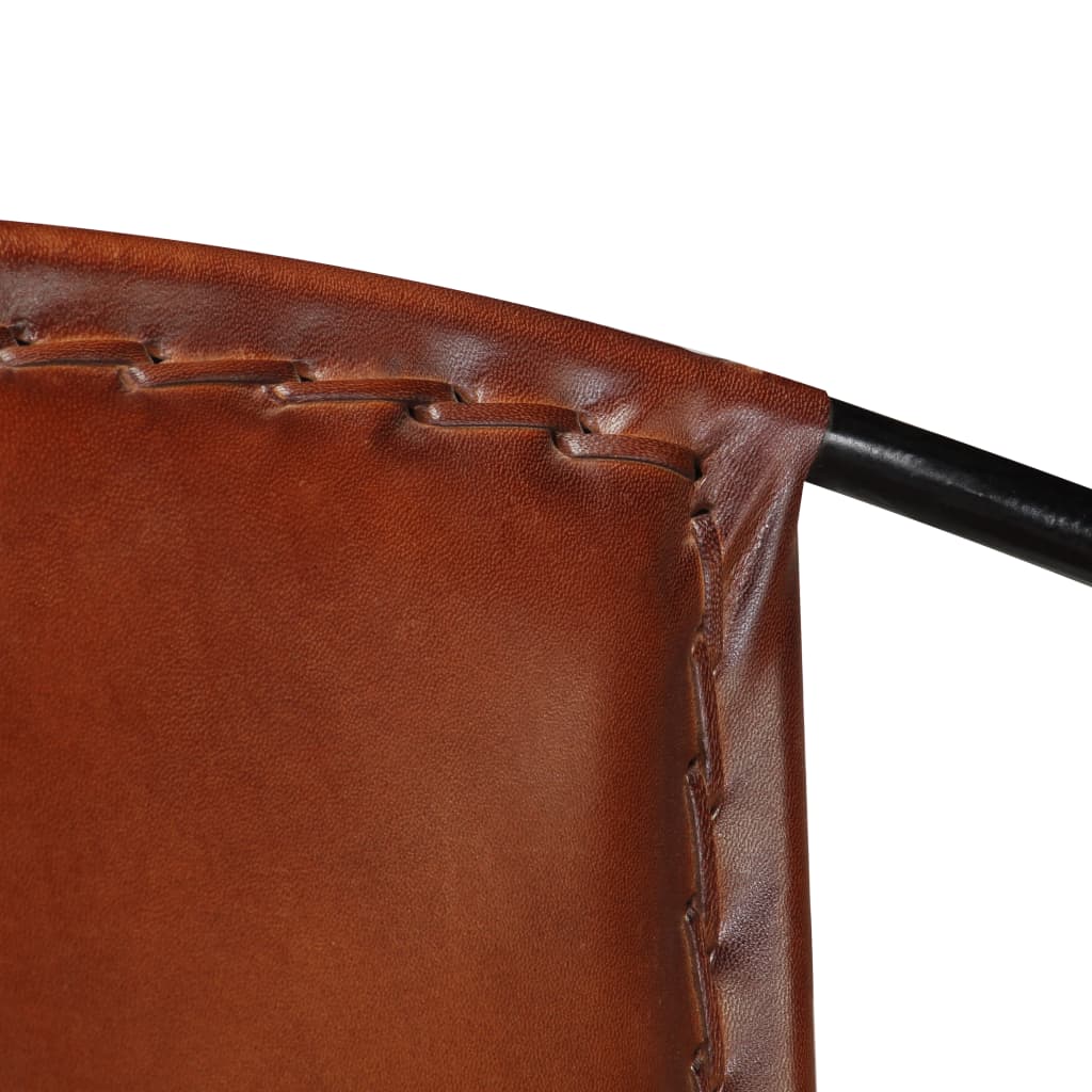 Chaise marron cuir véritable - Xios Store SNC