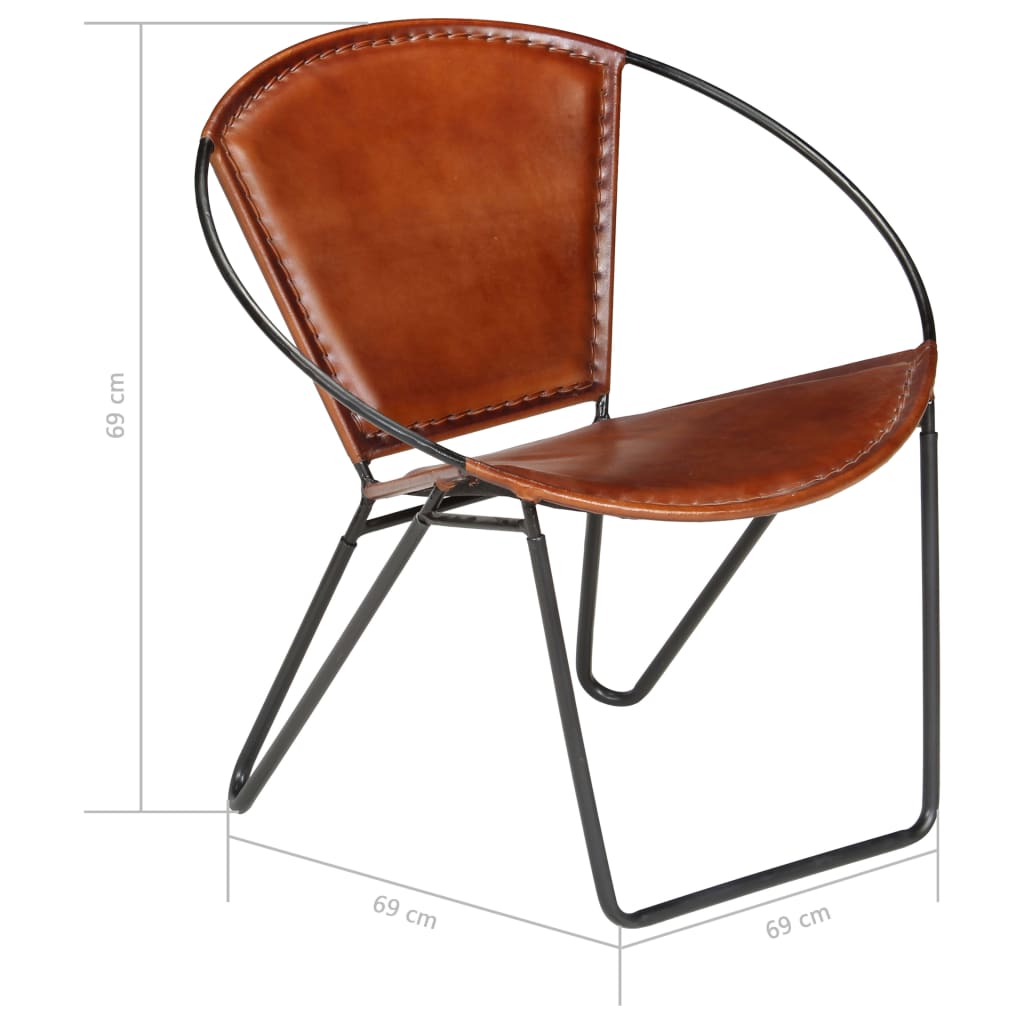 Chaise marron cuir véritable - Xios Store SNC