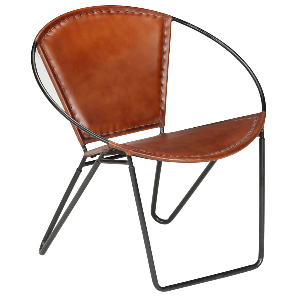 Chaise marron cuir véritable - Xios Store SNC