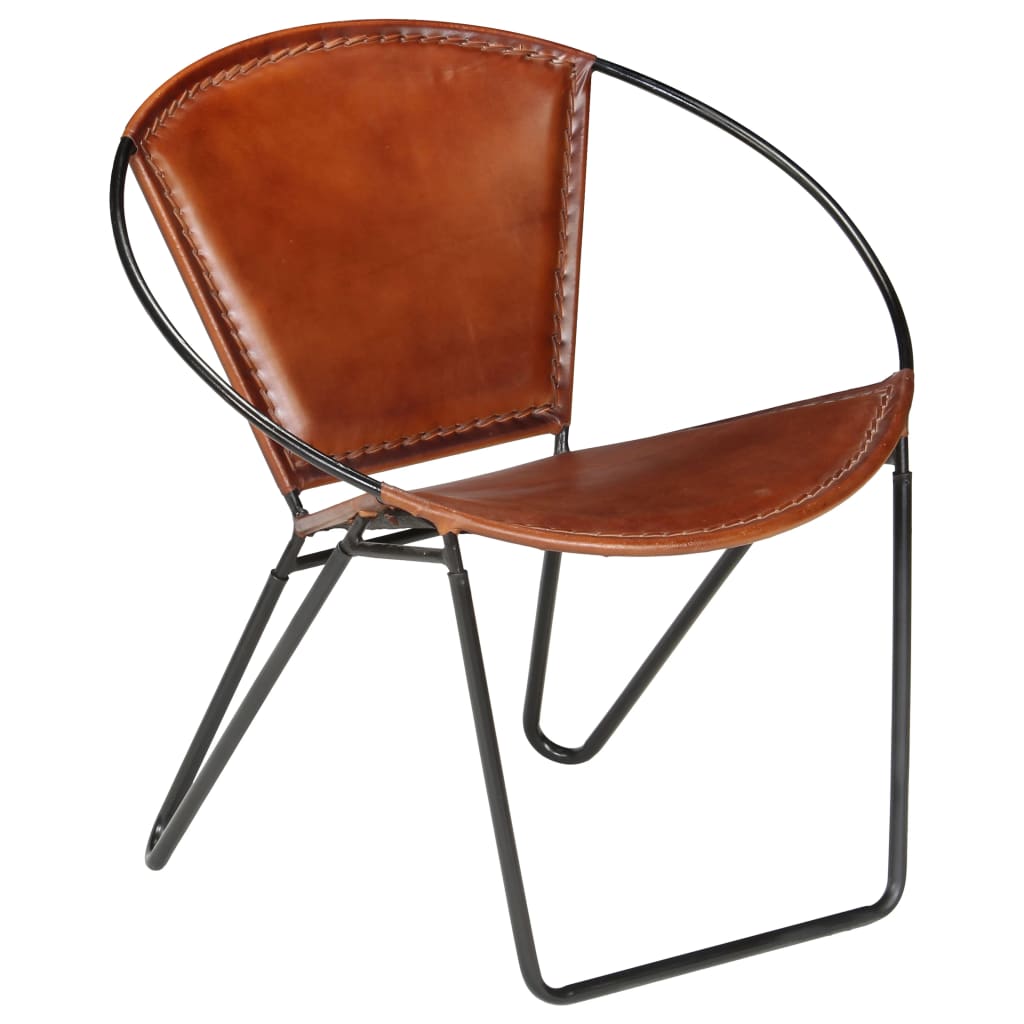 Chaise marron cuir véritable - Xios Store SNC