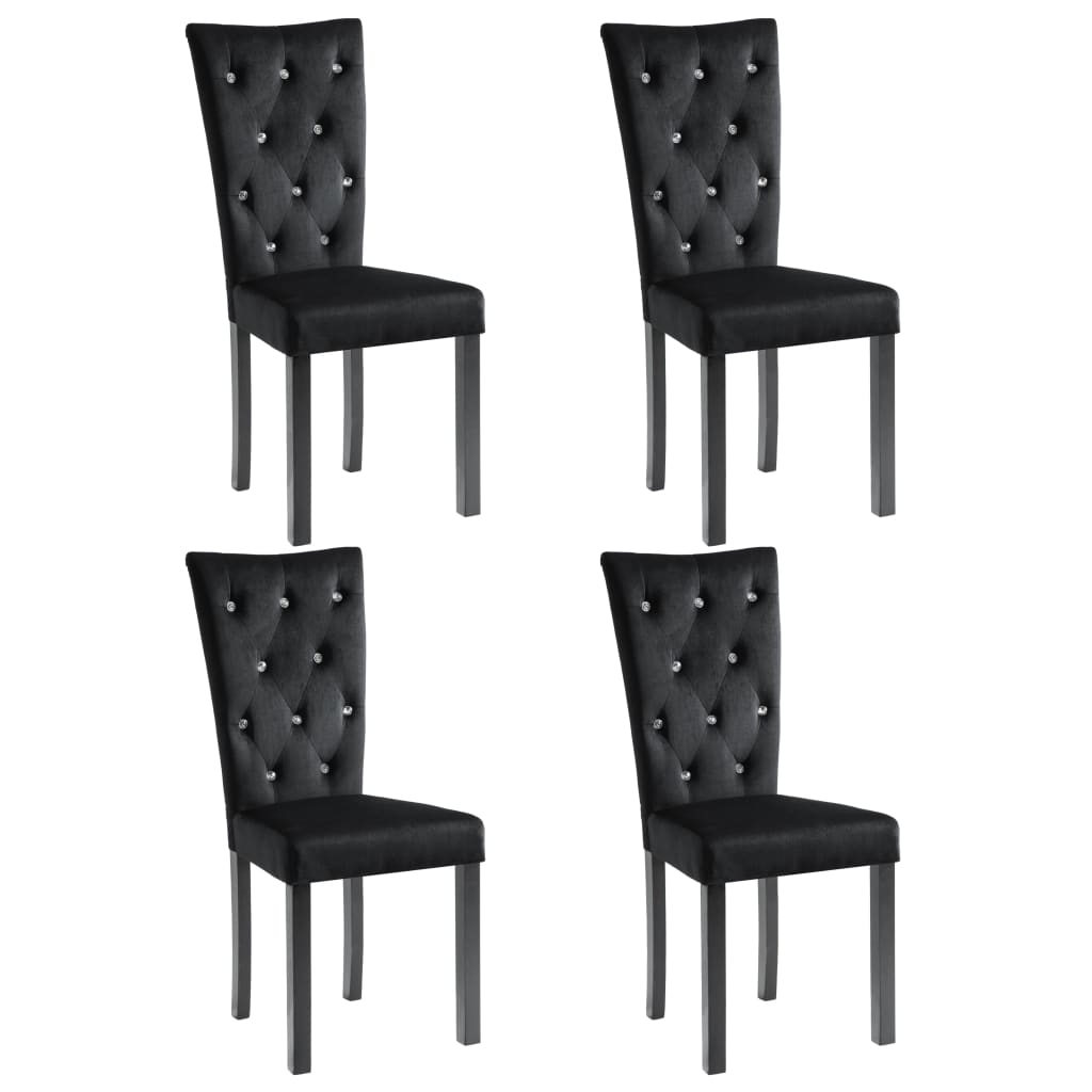 Chaises à manger lot de 4 Noir Velours - Xios Store SNC