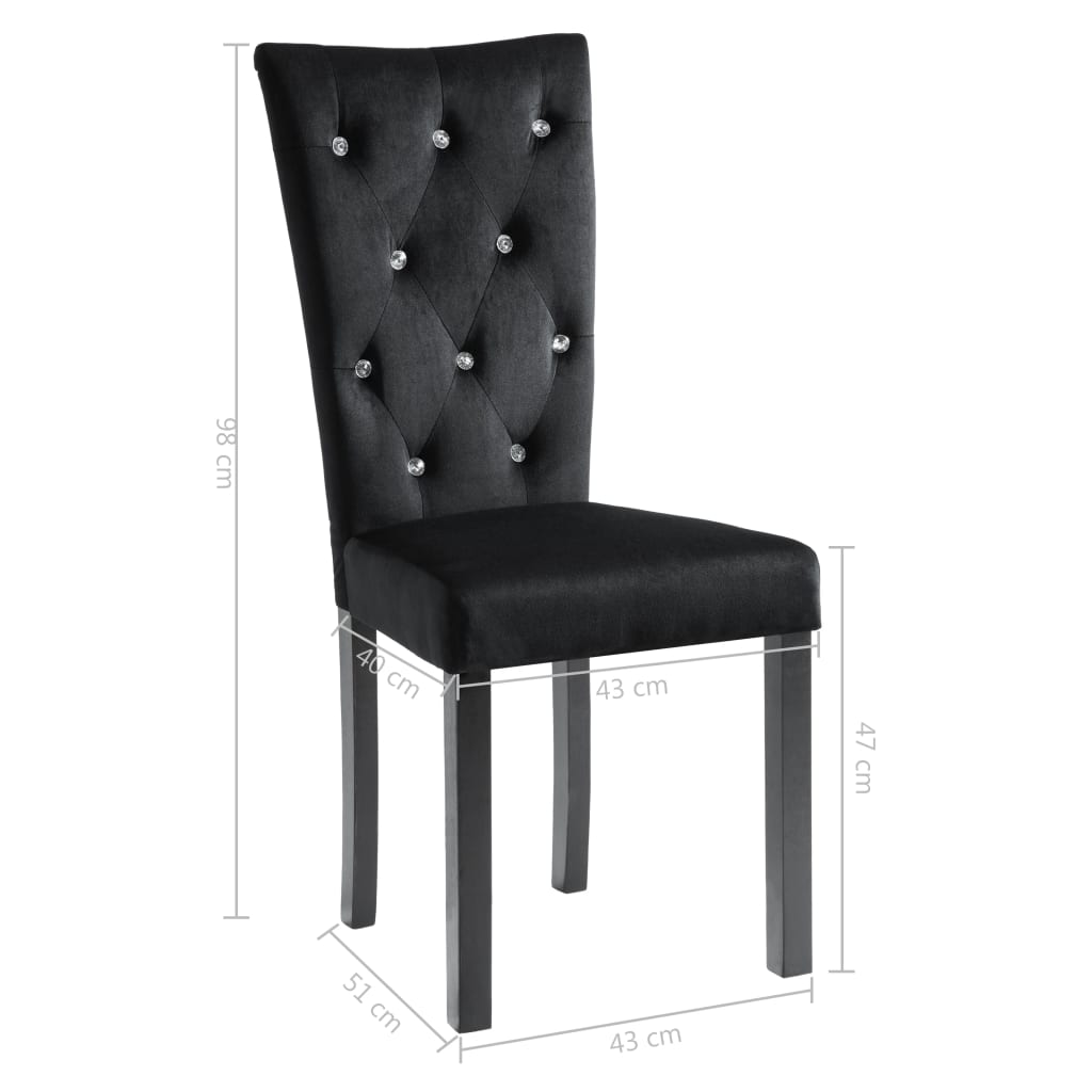 Chaises à manger lot de 4 Noir Velours - Xios Store SNC