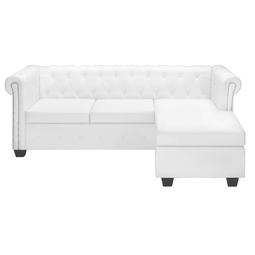 Canapé Chesterfield en forme de L cuir synthétique blanc Canapés vidaXL   