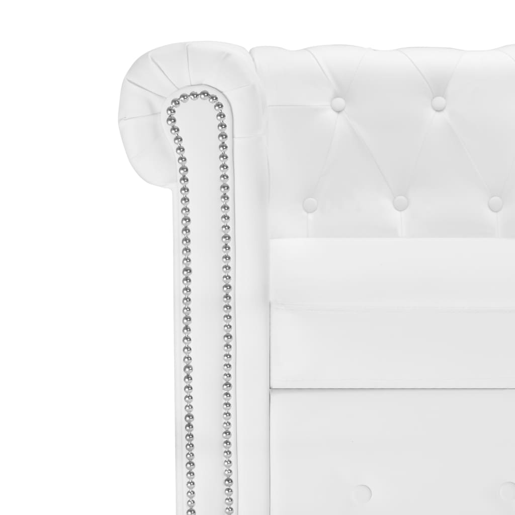 Canapé Chesterfield en forme de L cuir synthétique blanc Canapés vidaXL   