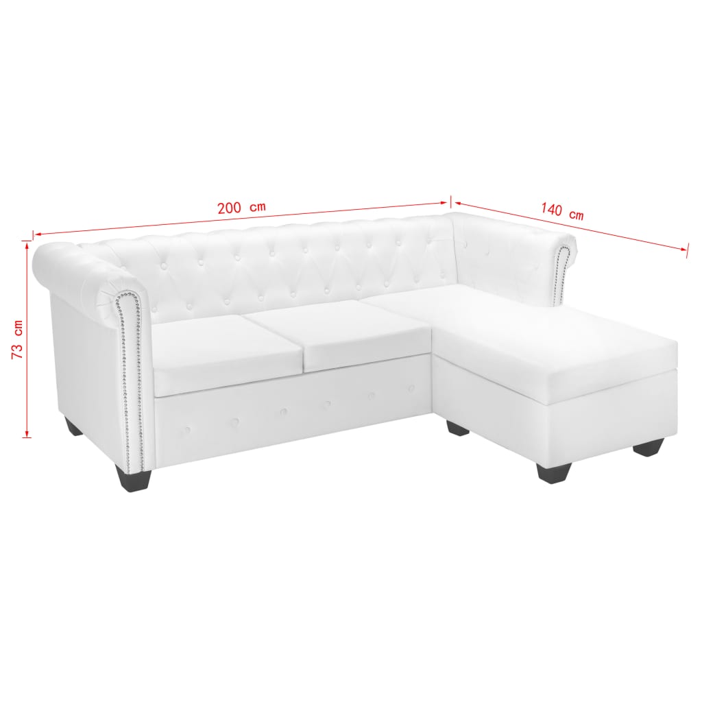 Canapé Chesterfield en forme de L cuir synthétique blanc Canapés vidaXL   