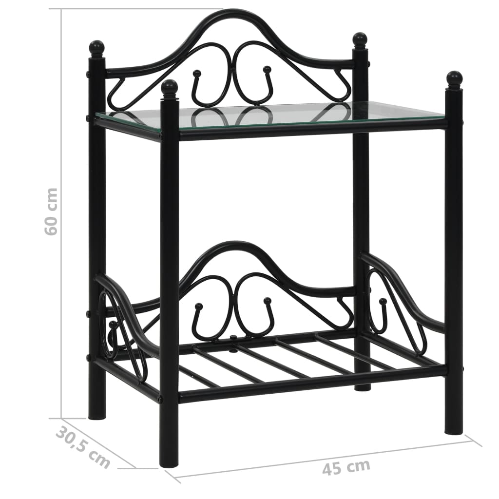 Table de chevet 2 pcs Acier et verre trempé 45x30,5x60 cm Noir Tables de chevet vidaXL   