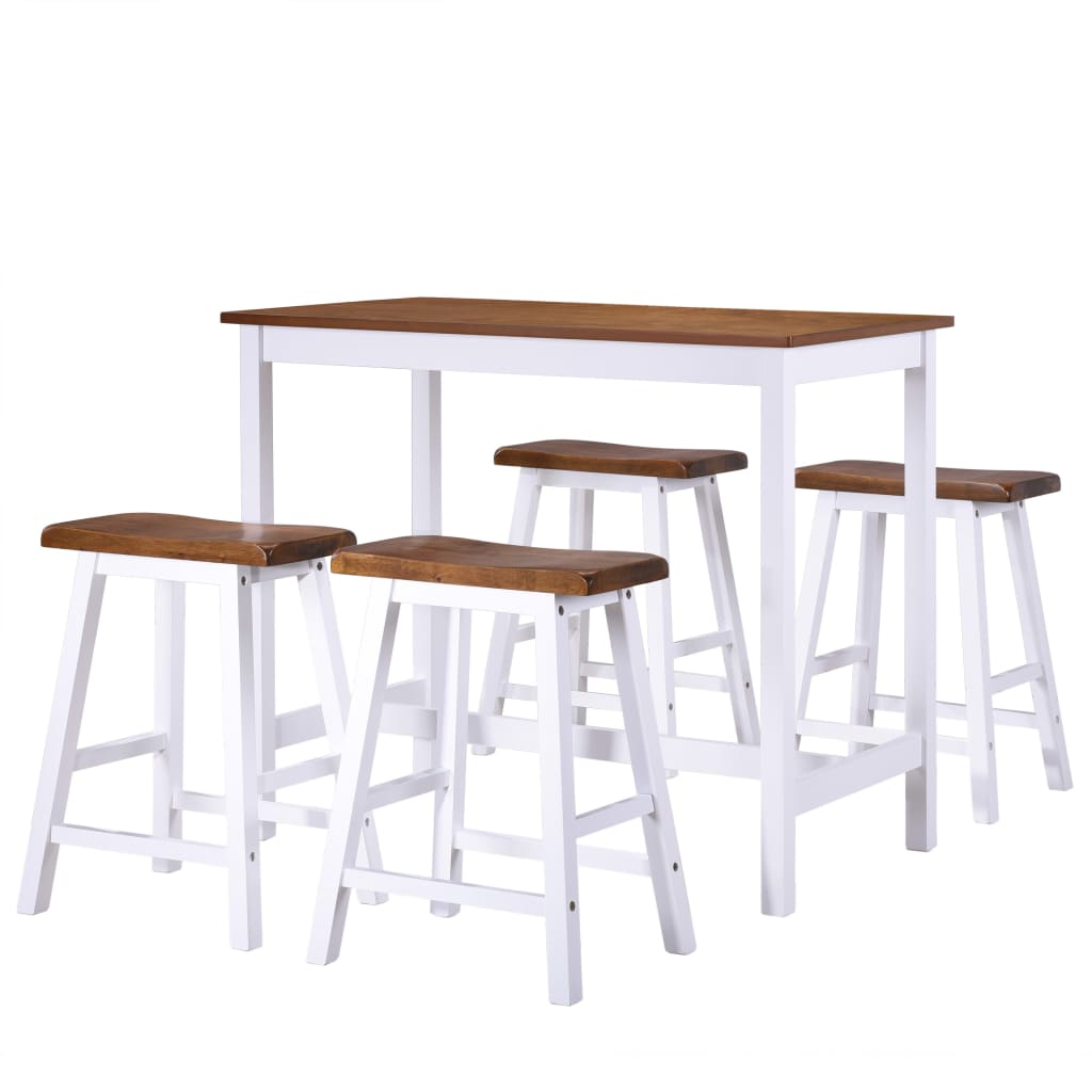 Table et tabouret de bar 5 pcs Bois massif Meubles de salle à manger vidaXL   